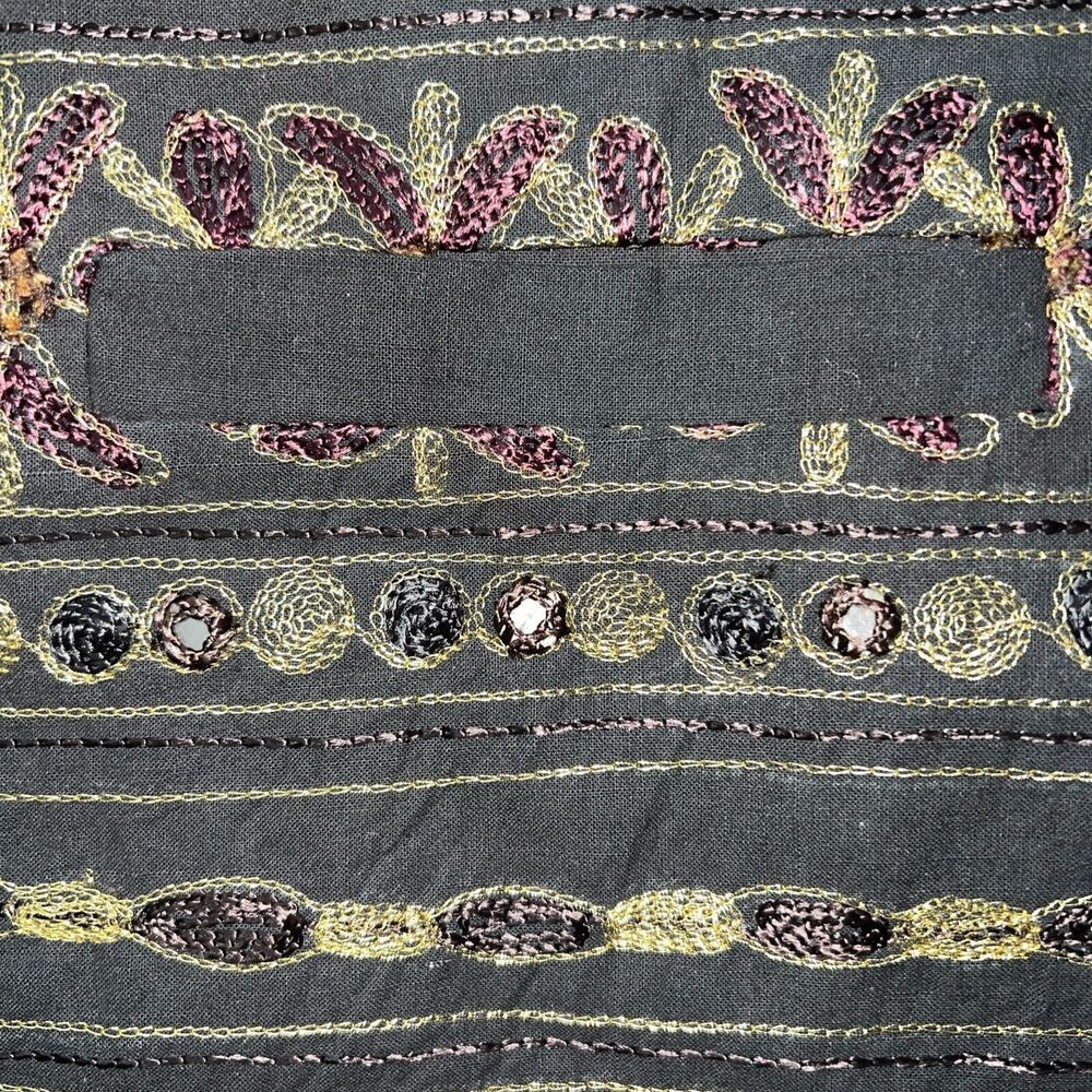 Jou Jou Vintage Womens M Vest Embellish Pockets Gold Metallic Thread Buckle Back - Picture 6 of 13